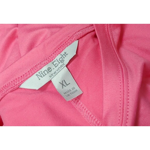 Nine Eight Dress XL Wrap Waist Sleeveless Pink Stretch Above Knee Length Ruching - Picture 6 of 8